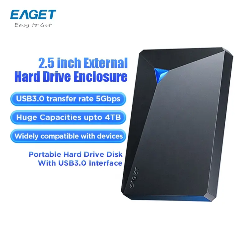 EAGET G20Pro ฮาร์ดไดรฟ์กันกระแทก 2.5 นิ้ว HDD สีดําเดสก์ท็อป ABS สีเทาแผ่นดิสโก้ Duro ฮาร์ดดิสก์ภายนอก 1TB USB3.0 สําหรับ PC