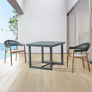 Leisure Modern Garden Balcony Dining Furniture Outdoor Patio Rope Aluminum Teak Table And Chairs Set For Sale