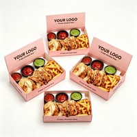Boîte alimentaire biodégradable en carton, recyclable, pour poulet frit, frites et sauce, emballage de sushi en gros