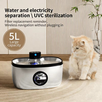 Fontaine à eau pour animaux de compagnie NicePets en acier inoxydable 304 |   Séparateur eau-électricité sans fil |   Fontaine silencieuse anti-brûlure à pompe pour chats et chiens