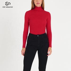 Jersey de invierno ajustado personalizado para mujer, suéter de cuello alto, prendas de punto de manga larga, tejido informal para niña - Product Image 4
