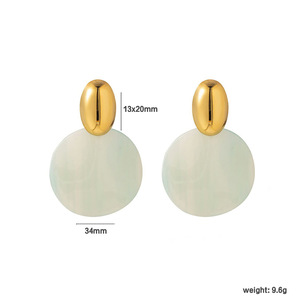 Fashion Dangle <b>Earrings</b> Oval Geometric Drop <b>Earrings</b> Stainless Steel Ear <b>Post</b> Zinc Alloy Material - Product Image 4
