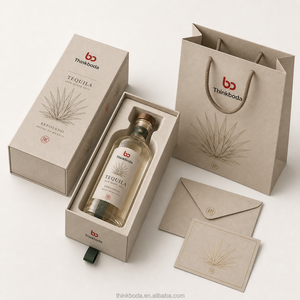 Caja rectangular alta extraíble para licor, de cartón kraft sin blanquear, con gráfico personalizado de la línea Agave para <span class=keywords><strong>tequila</strong></span> <span class=keywords><strong>reposado</strong></span>, suministro al por mayor. - Product Image 3