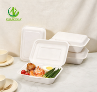 Sumkoka Contenants alimentaires à emporter 100% compostables et biodégradables 9x6, boîte à lunch jetable en bagasse de canne à sucre