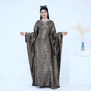 2025 EID mujeres Abaya Robe Femme ropa islámica estampado de leopardo mariposa <span class=keywords><strong>Kaftan</strong></span> Abaya musulmán mujeres vestido - Product Image 1