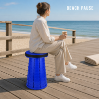 Siège colonne Concertina Bleu Royal avec bord inférieur foncé pour plancher de terrasse en bois de bord de mer, balustrade, passerelle, planche de marche, tabouret de siège