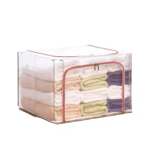 Transparent Large Capacity Storage Boxes Bin PVC Nylon Foldable Organizer Storage Boxes