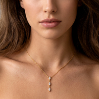 Collier en acier inoxydable CLIORO avec pendentif zircon en forme de goutte d'eau, bijoux minimalistes tendance pour femmes, accessoires quotidiens et de soirée
