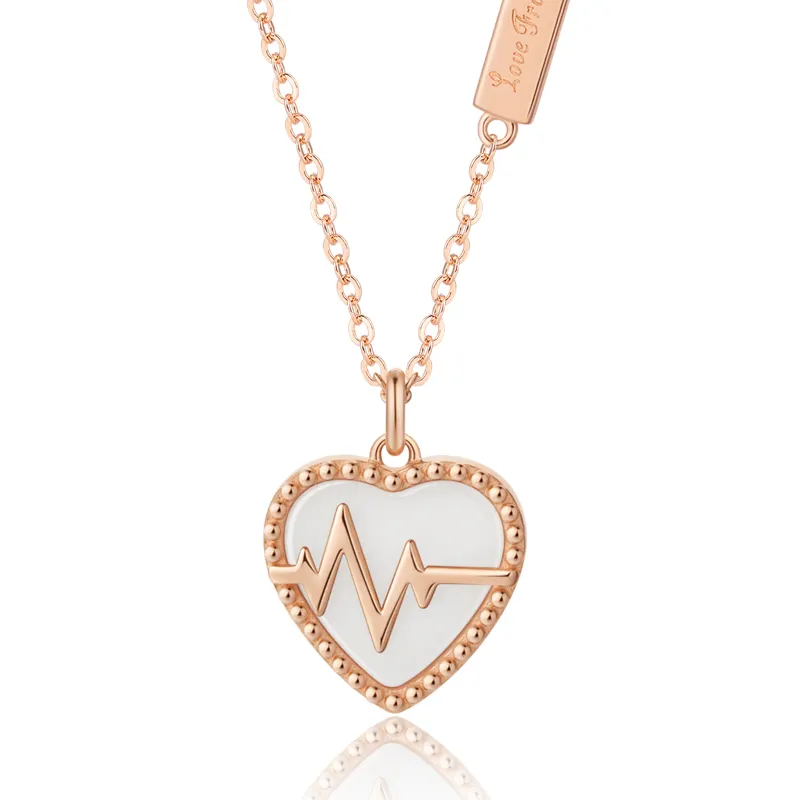 Dropshipping Valentines Day 2022 Gift Love Heart Beat Pendant 925 Sterling Silver Necklace Jewelry Valentine Gifts for Women