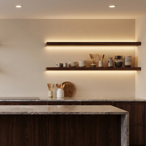 Lampe <span class=keywords><strong>murale</strong></span> en bois véritable, étagères flottantes modernes avec éclairage LED pour salle de bain, salon, <span class=keywords><strong>cuisine</strong></span>, certifiée CE SAA RoHS RCM - Product Image 3