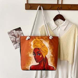 Bolso de Hombro de Lona Estampado de Gran Capacidad para Mujer I-0378, con Cierre de Cremallera, Bolso de Mano y Bolso de Compras - Product Image 2