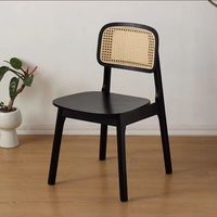 Chaises de salle à manger en gros, chaise en bois massif et rotin avec dossier, siège en cuir, pour hôtel, restaurant, appartement