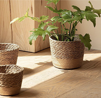 Vente chaude Grand panier mural en jonc de mer naturel tressé pour la décoration de plantes de jardin en extérieur