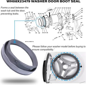 Joint d'étanchéité de porte de lave-linge WH08X23479, compatible avec les modèles GFWN1600J0WW, GFWN1600J1WW, GFW430SSM1WW, GFW450SSM1WW - Product Image 3