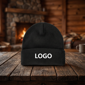 Gorro de Punto de Invierno con Logotipo Personalizado Bordado a Mano, Unisex, Color Sólido, Acrílico, Estilo Casual para Adultos, 56-58CM, Playa - Product Image 3