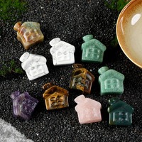 Maison en cristal sculptée à la main de 25mm pierre de poche cristal de guérison Mini maison en forme de pierre précieuse Figurine décor à la maison ornement de bureau