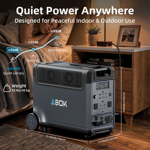 Abok สถานีแบบพกพา3600W ความจุขนาดใหญ่ LiFePO4แบตเตอรี่3840Wh 4000 + รอบ2000W แผงเซลล์แสงอาทิตย์ชาร์จ MPPT กลางแจ้งรถเรา - Product Image 6