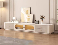Ensemble Table Basse et Meuble TV Luxe Moderne, Couleur Personnalisable, Bois Massif Pur, Meubles de Salon pour Petit Appartement, Plateau en Pierre
