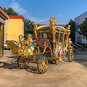 Chariot de balade de luxe moderne, style carrosse de Cendrillon, sculpté sur mesure, six places, quatre roues, pour mariage de princesse - Product Image 5