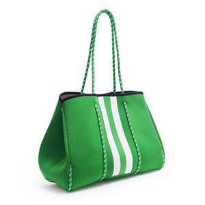 Custom Green Neoprene Water Resistant Waterproof Tote <b>Bag</b> Travel Shoulder <b>Beach</b> Summer Fashion Women Handbags <b>Large</b> Capacity - Product Image 2