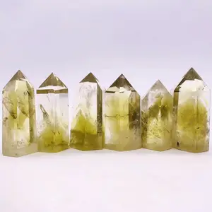 Grosir menara kristal alami jelas tongkat kuarsa Citrine Obelisk Amethyst Point untuk menghias