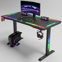 Bureau d'étude et de travail à vendre, bureau de jeu sur ordinateur avec lumière LED RGB, forme en Z, design personnalisé, mobilier de bureau à domicile, avec porte-gobelet