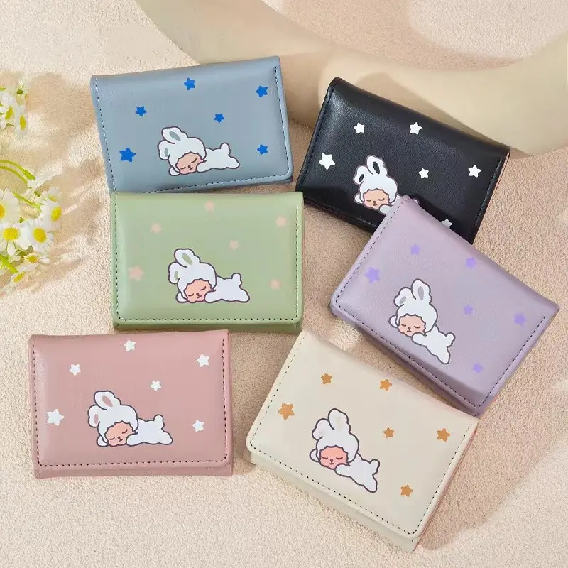 2023 New Wholesale Girls Cute Mini Clutch Wallet Student Card Holder Leather Small Coin Purse Short Wallets For Kids