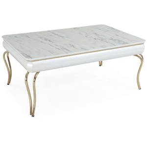 Modern Antique Faux Marble Coffee <b>Table</b> with Metal Frame Durable Living Room Furniture <b>Decor</b> by Rosse - Product Image 5