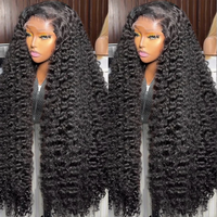 Wig Rambut Asli Vietnam Virgin Glueless Full Lace Front Transparan HD, Wig Keriting Kinky dan Burma