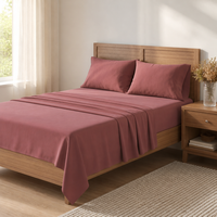 Ensemble de draps de lit en polyester couleur rose poussiéreuse, 4 pièces, drap-housse en microfibre douce, drap plat, 2 taies d'oreiller, literie toutes saisons