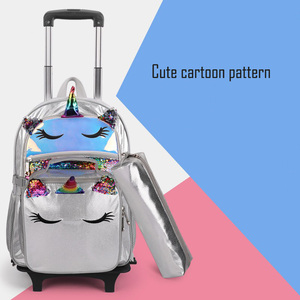 Juego de 3 bolsos de cuero PU para niños, <span class=keywords><strong>mochila</strong></span> escolar <span class=keywords><strong>con</strong></span> <span class=keywords><strong>ruedas</strong></span> para llevar - Product Image 5