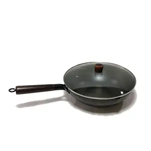 De gros 16 pouces en acier inoxydable wok-Wok chinois en fer pur épaissi de haute qualité de 32cm, multi-usages