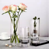 Vase en verre cylindrique transparent de qualité supérieure, vase à fleurs droit pour la décoration de la maison, centre de table de mariage, arrangement de plantes hydroponiques
