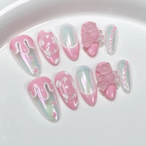 <span class=keywords><strong>Uñas</strong></span> Postizas <span class=keywords><strong>de</strong></span> Gel Acrílico <span class=keywords><strong>de</strong></span> Alta Calidad con Diseño <span class=keywords><strong>de</strong></span> Corazón Dulce Sueño, Patrón Personalizado <span class=keywords><strong>de</strong></span> Grano <span class=keywords><strong>de</strong></span> Vaca y Almendra, Estilo Stiletto - Product Image 1
