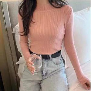 Pull-over chic moulant à col roulé mi-haut pour femme, manches longues, coupe ajustée, idéal pour la randonnée automnale - Product Image 3