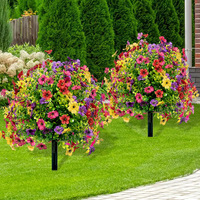 Boules Topiaires Artificielles UV pour l'Extérieur, Violette, Plante avec Spike, Piquet de Jardin, Faux Arbre à Fleurs pour Ferme