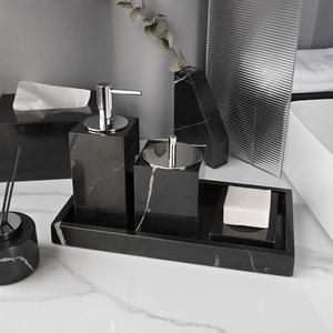 Free Combination Nero Margiua Nature Marble Black and White Stone Empty Bathroom Toiletries Set Home Hotel Decoration - Product Image 4