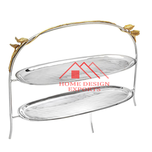 Soporte de pastel de 3 niveles de aluminio fundido de último diseño para decoración de fiesta de cumpleaños, niquelado de aluminio único y pastel chapado en oro - Product Image 2