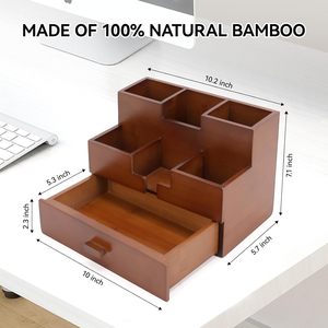 Wooden Tiered Storage Box 3 Layers Multi Compartment Drawer Desk Organizer <b>Stationery</b> <b>Holder</b> Desktop Office Supply Organizer - Product Image 2