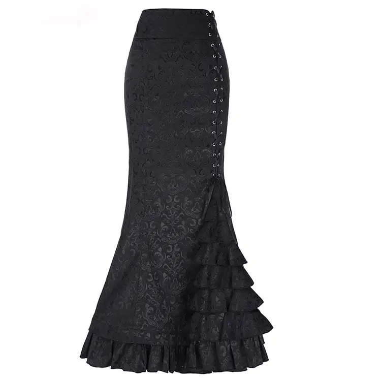 Customized Midi skirt Package Hip Skirt Pleated Ruffled Jacquard Costume Fishtail Mermaid Long Maxi High Waist Skirt