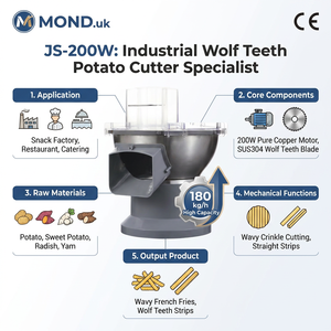 Mond.uk Coupe-frites électrique commercial 200W en acier inoxydable SUS304, machine à découper les frites en spirale à dents de loup - Product Image 2