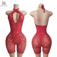 Tenue de danse exotique ELITES une pièce à bretelles avec strass pour la pole dance