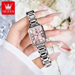 OLEVS <span class=keywords><strong>Montre</strong></span> carrée classique en alliage d'acier inoxydable avec logo personnalisé de haute qualité 5641 <span class=keywords><strong>Montre</strong></span> à quartz classique pour <span class=keywords><strong>femme</strong></span> avec calendrier professionnel - Product Image 4