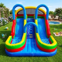 Toboggan gonflable commercial sec et humide avec piscine à jets d'eau, château gonflable pour location de fêtes en extérieur, taille personnalisable