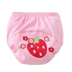 Algodão bebê três camadas de treinamento impermeável calças bordadas toalete xixi aprendizagem calça Cor sólida lavável reutilizável underwear - Product Image 5