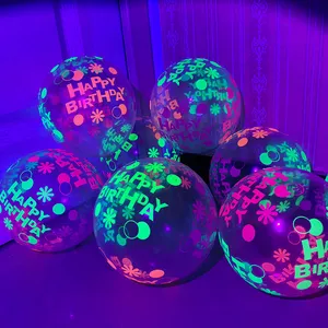 Glow Bar Banner Fluorescent Balloons Black Light Globos Birthday Party Decoration UV Fluorescent Glow Party Decor