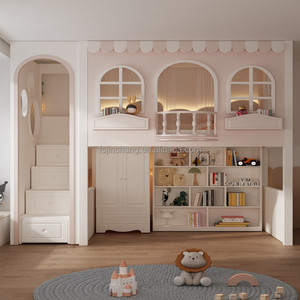 JS-<span class=keywords><strong>Litera</strong></span> de lujo para niños, muebles de dormitorio <span class=keywords><strong>Montessori</strong></span>, camas para niños con tobogán de arco y escaleras de almacenamiento, nuevo diseño - Product Image 3