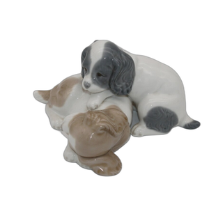 Céramique <span class=keywords><strong>Vintage</strong></span> Lladro Nao "Réveil" Deux Chiot <span class=keywords><strong>Chien</strong></span> Figurine - Product Image 3