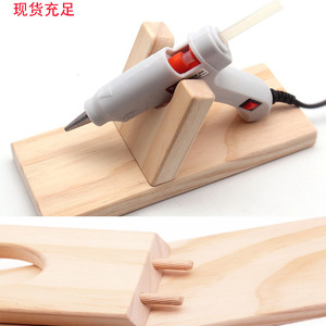 Hot Melt Gun Holder Wooden Base Portable Tool <b>Stand</b> Natural Wood Color - Product Image 5