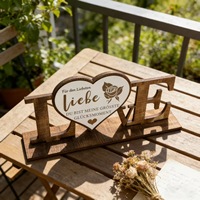Ornement de table en bois en forme de LOVE, décoration artistique romantique en bois en forme de cœur pour la Saint-Valentin, mariage, maison, salon, chambre à coucher